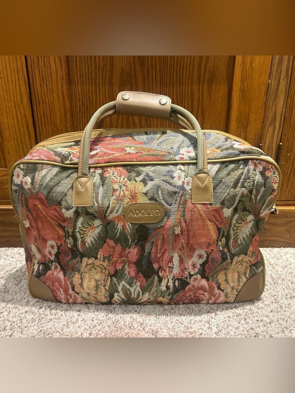 Adolfo Floral Tapestry Weekender Bag
